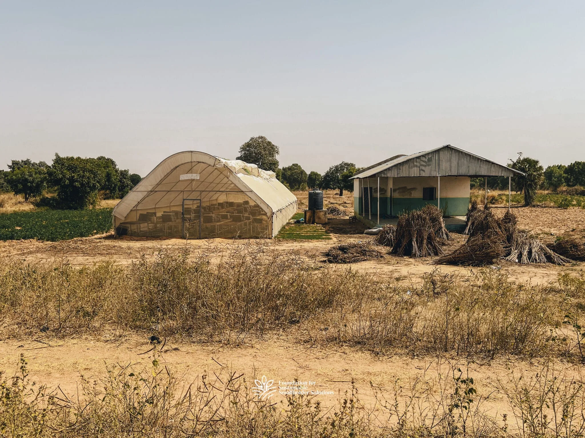 A front-view photograph of Gawon Bature Farmers’ Hub, showing the Hub building and greenhouse