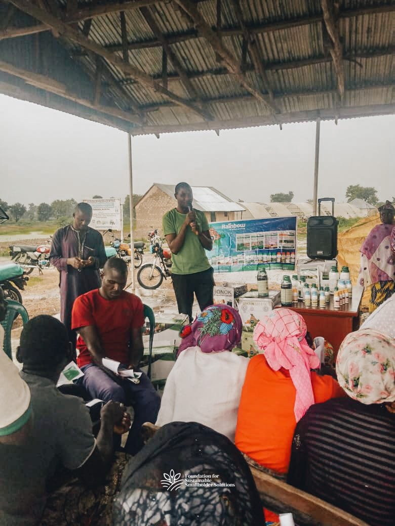 Facilitator addressing farmers attending training at the Pampaida Farmers' Hub in Kaduna state